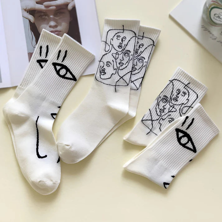 Artistic Faces™ - Abstract Line Art Socks