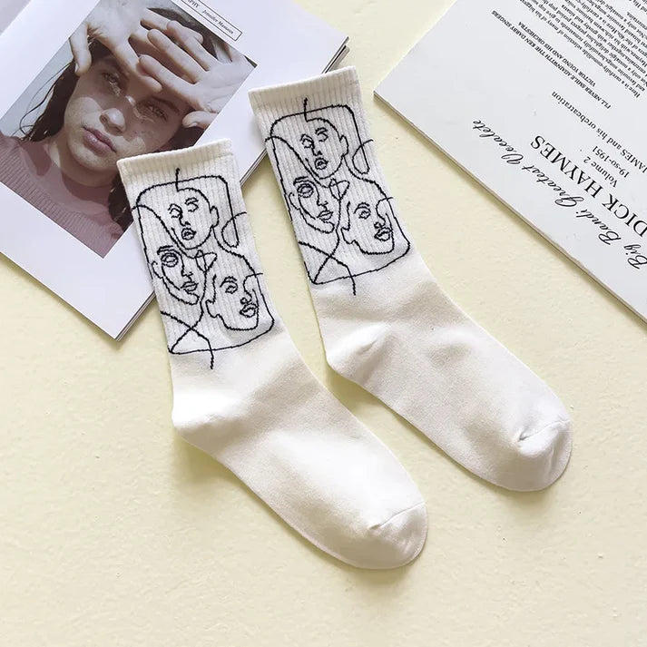 Artistic Faces™ - Abstract Line Art Socks