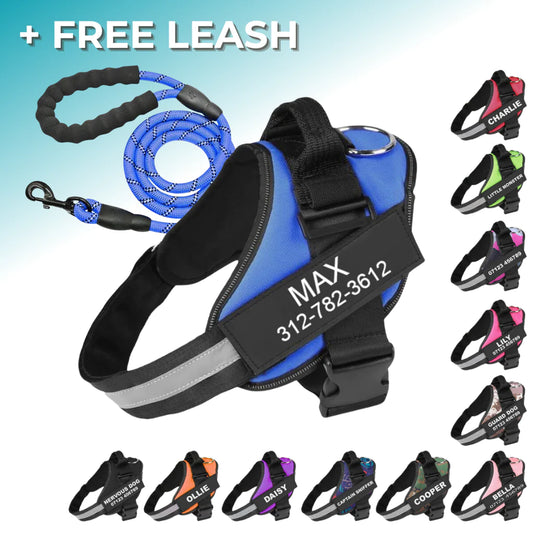 ComfortGrip™ - Personalized No Pull Dog Harness + FREE Strong Reflective Dog Leash Worth $20